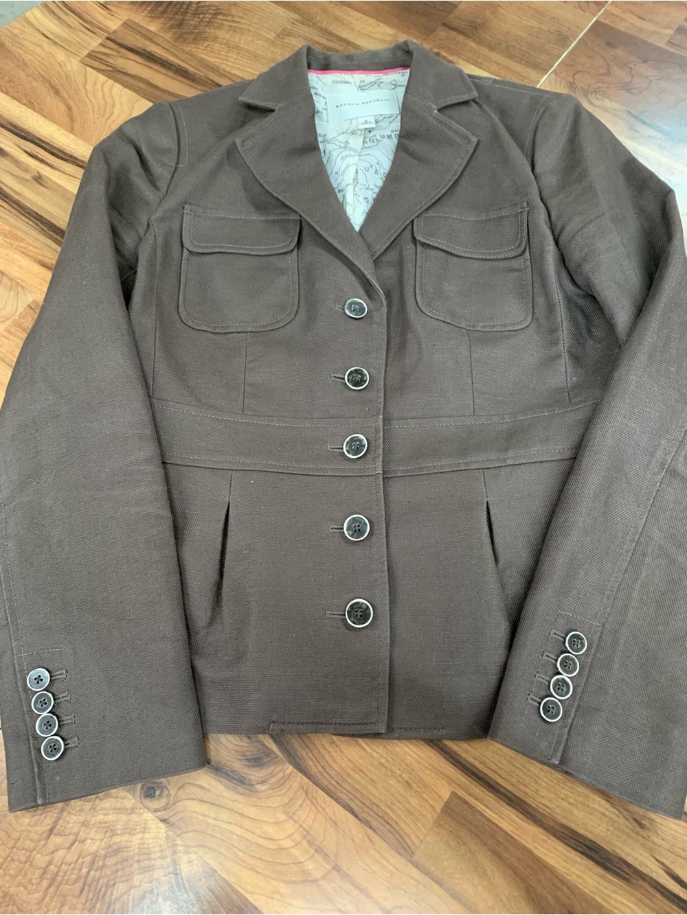 Banana Republic Safari Utility Jacket Women’s Peplum Blazer Size 8 Chocolate